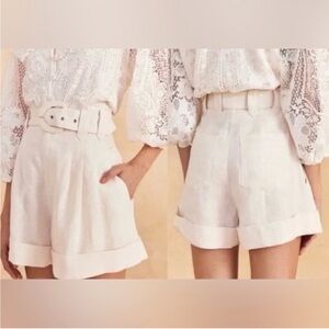 Farm Rio Tailored Linen High Rise Shorts Size Small